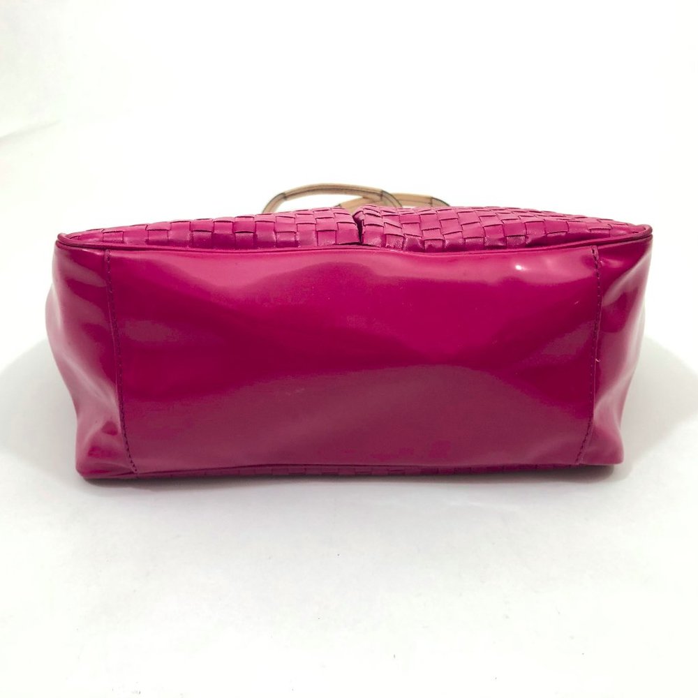 VGC Raspberry Basket Weave Faux Leather Tote - Picture 4 of 7
